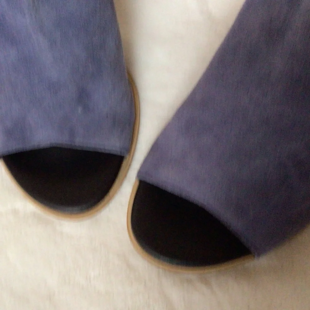 Fabianelli Italy Lavender Suede Peep Toe Block Heel Shoes Womens 6 - Picture 9 of 9